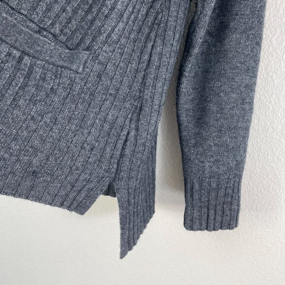 Toad & Co Womens Large Ribbed Gray Sweater Non Mulesed Lambswool Blend High Neck - Picture 10 of 12